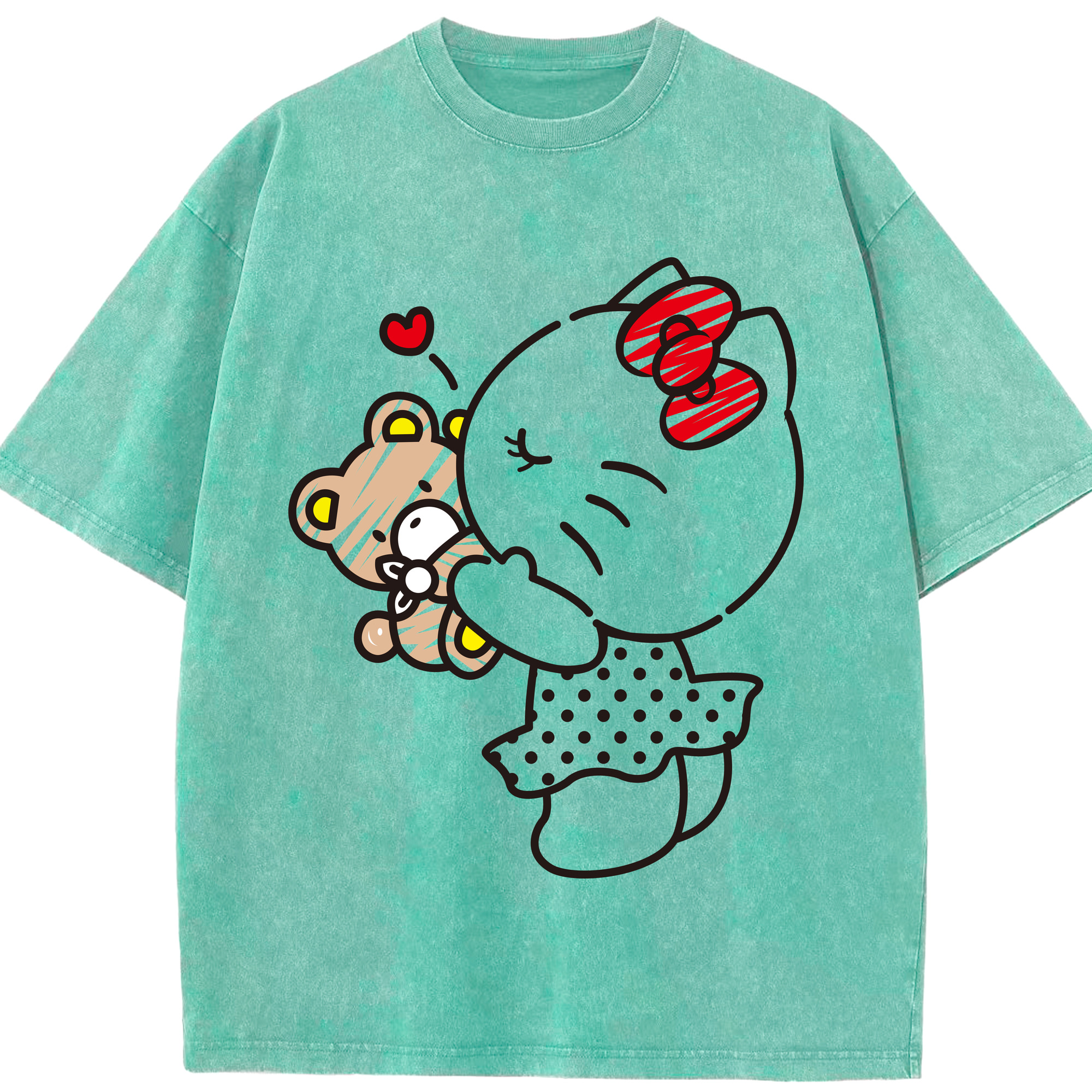 （画像用） Hello Kitty ハローキティ 綿100% ヴィンテージ風 半袖Tシャツ（フロントプリント）